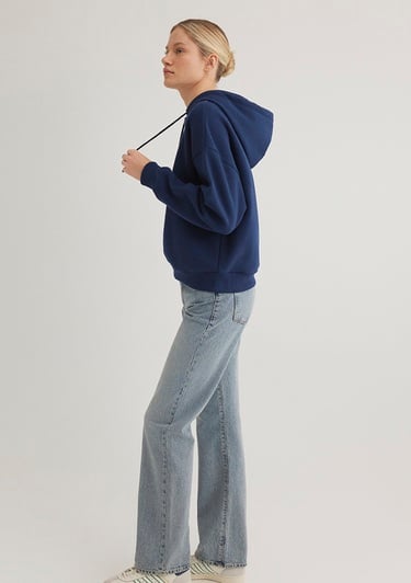  Mavi Mavi Logo Baskılı Kapüşonlu Lacivert Sweatshirt 168334-70488