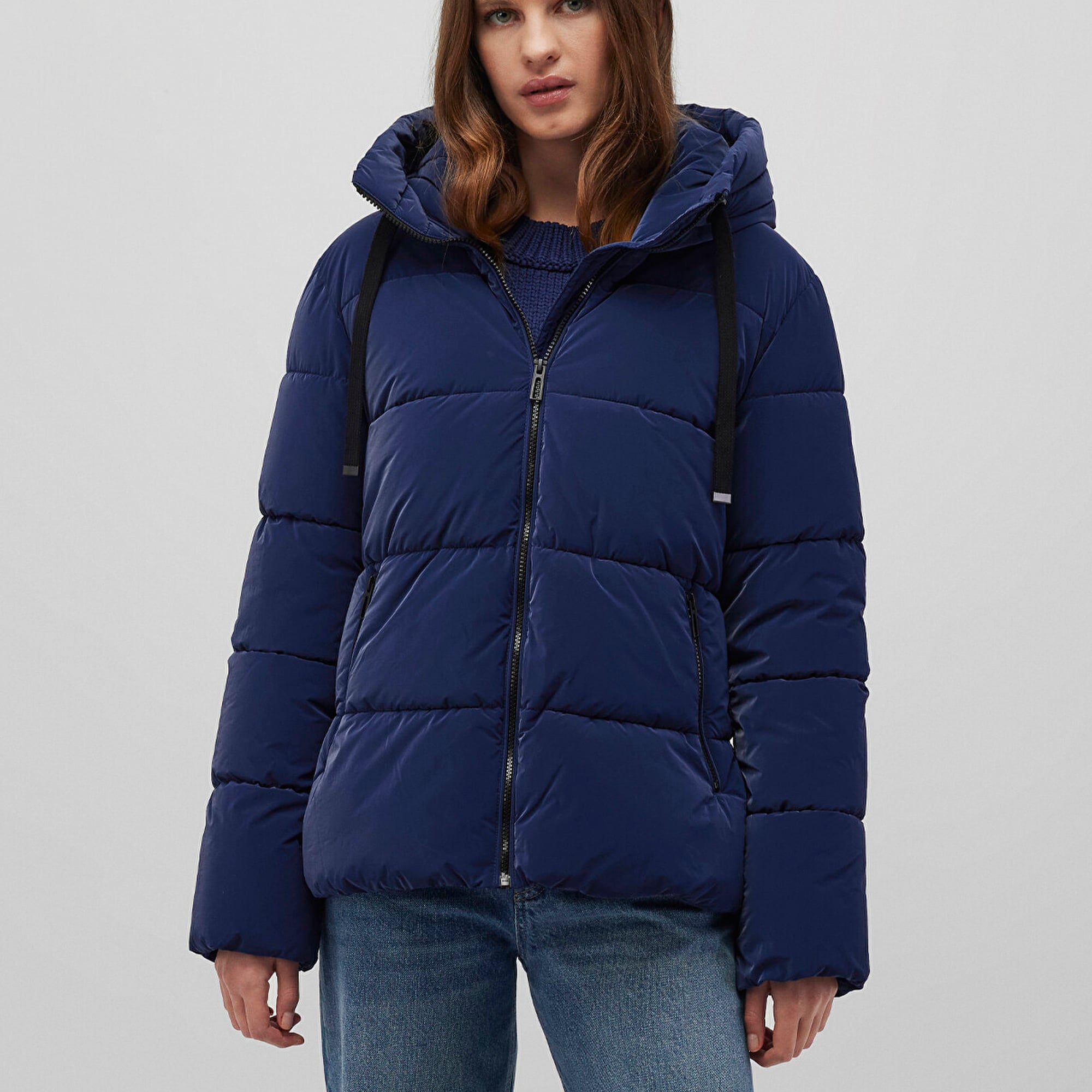 Mavi Kapüşonlu Lacivert Şişme Mont 1110043-81774