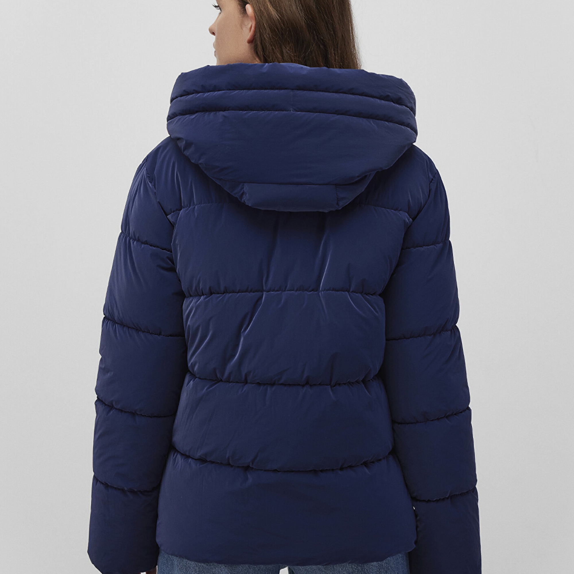 Mavi Kapüşonlu Lacivert Şişme Mont 1110043-81774