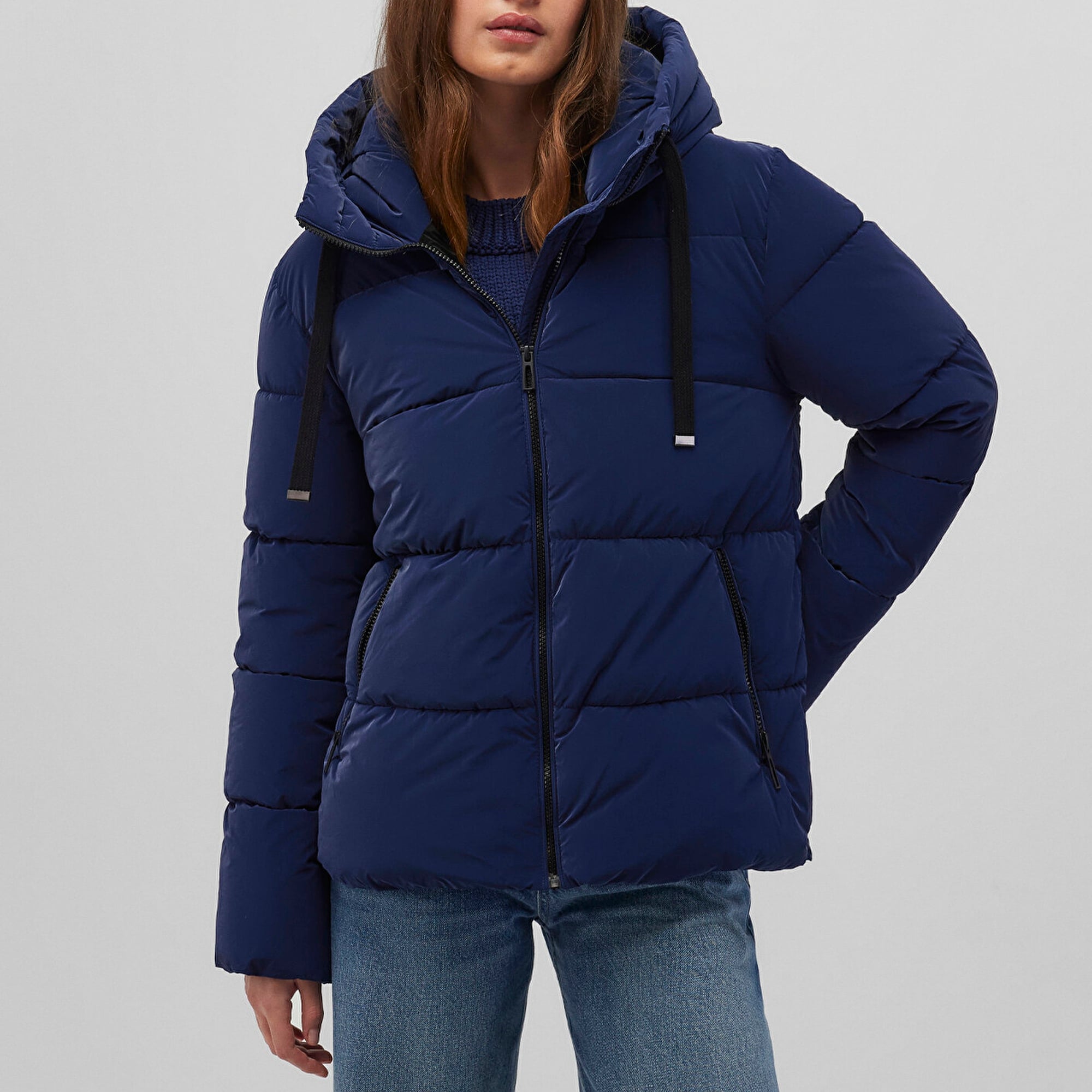 Mavi Kapüşonlu Lacivert Şişme Mont 1110043-81774