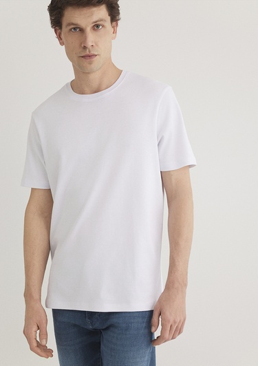  Mavi Beyaz Basic Tişört Regular Fit / Normal Kesim 0611108-620