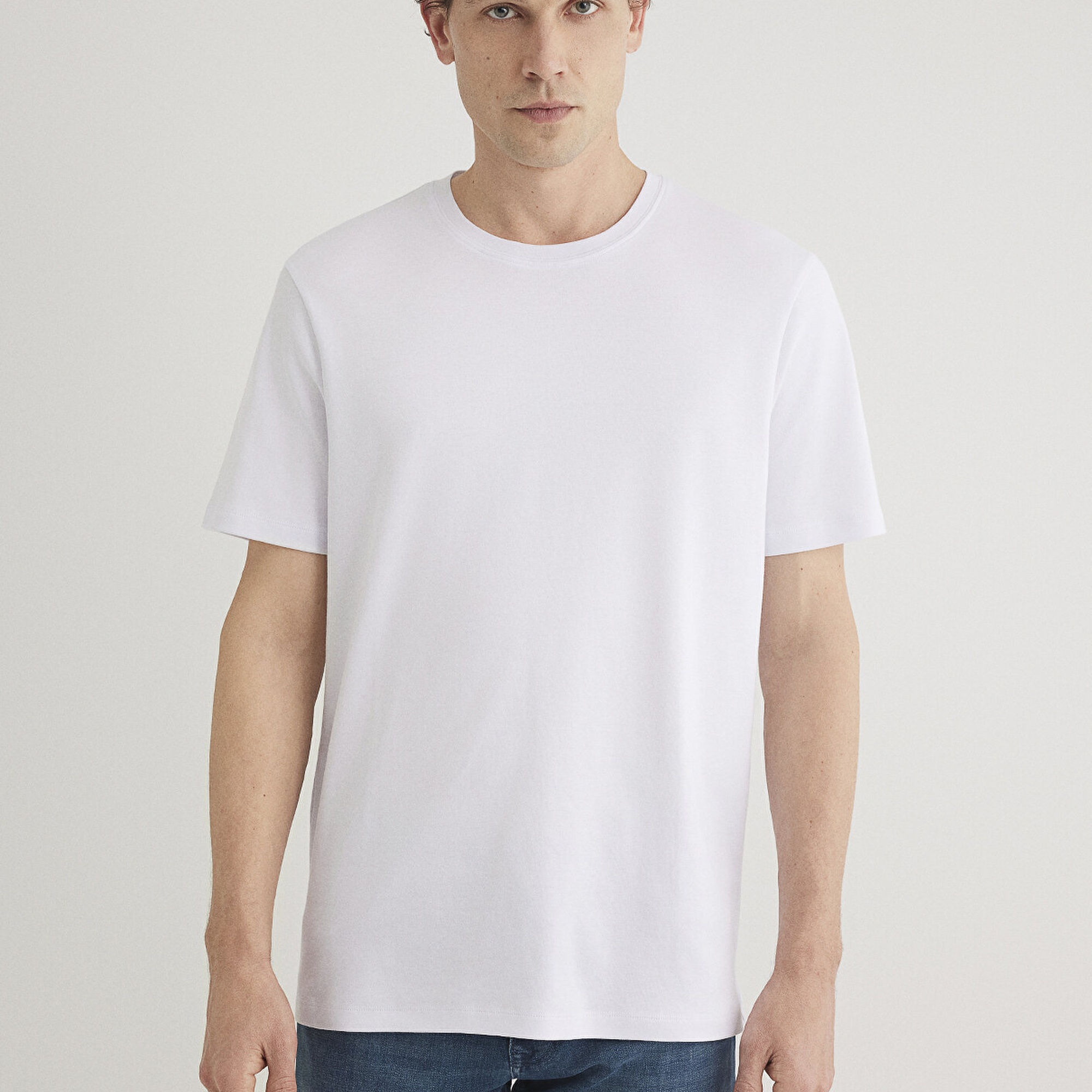 Mavi Beyaz Basic Tişört Regular Fit / Normal Kesim 0611108-620