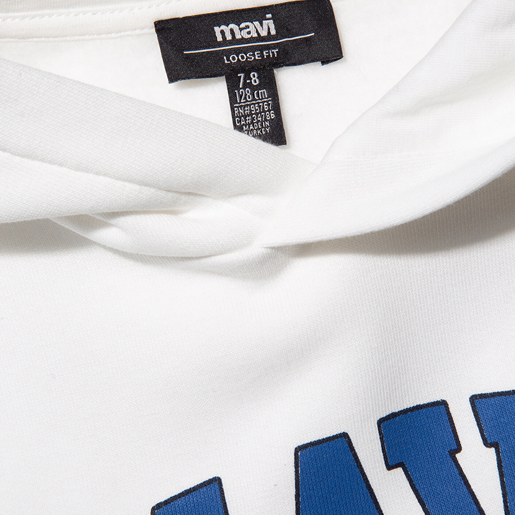 Mavi Mavi Logo Baskılı Beyaz Kapüşonlu Sweatshirt 6610110-70057