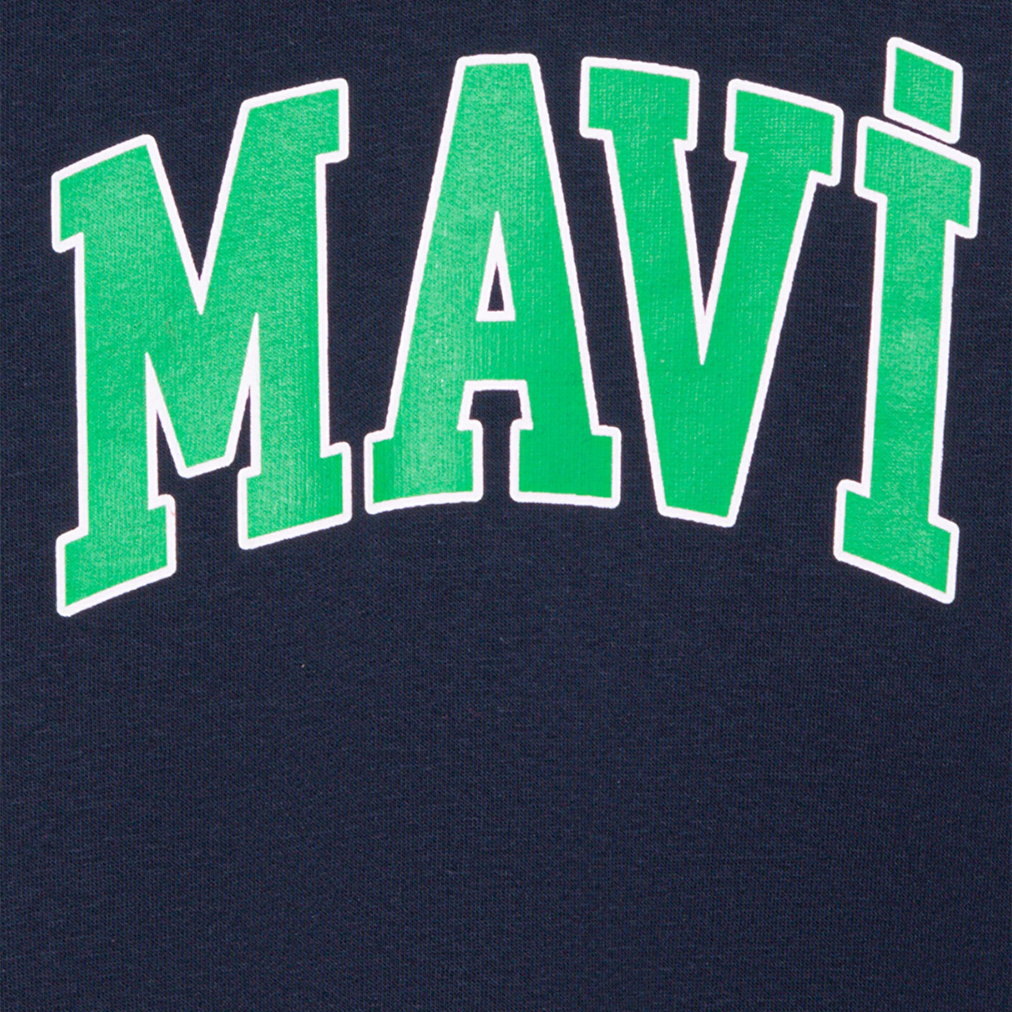 Mavi Mavi Logo Baskılı Lacivert Kapüşonlu Sweatshirt 6610110-70490
