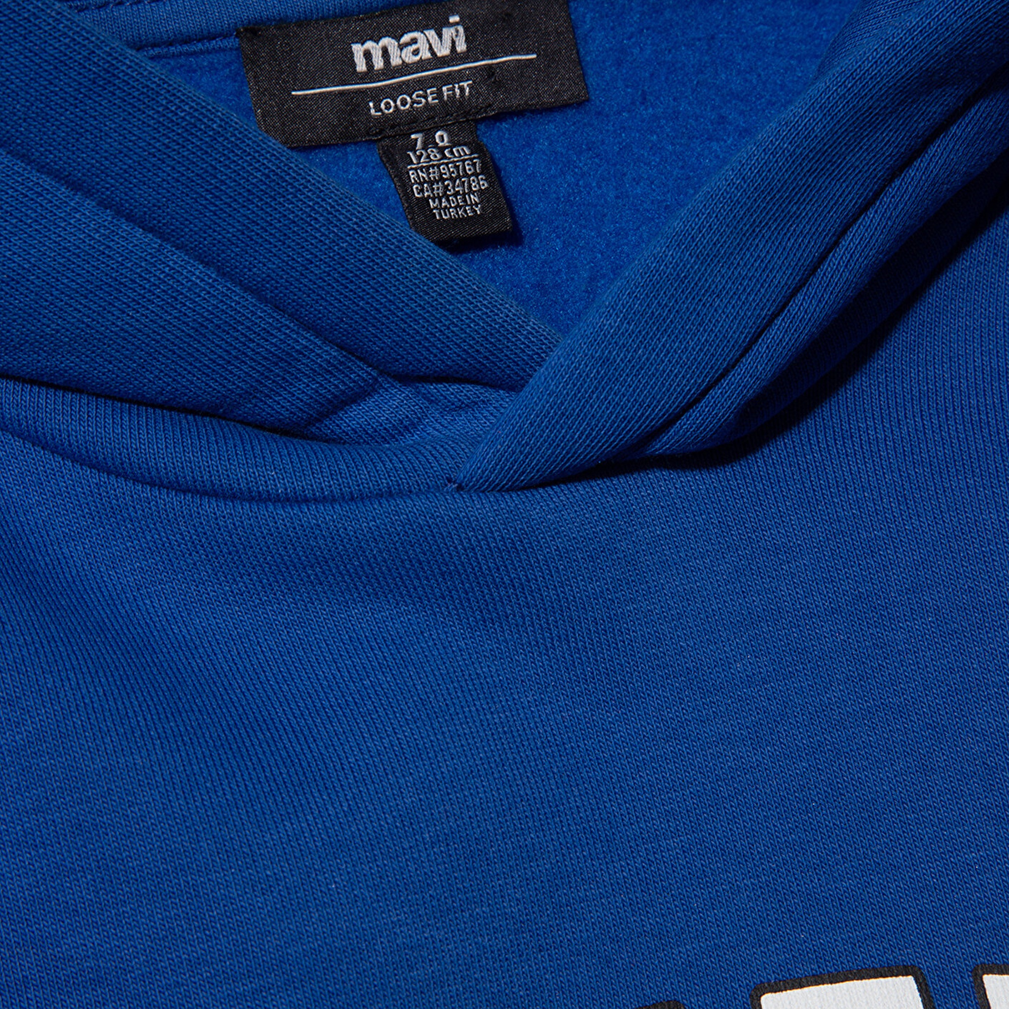 Mavi Mavi Logo Baskılı Mavi Kapüşonlu Sweatshirt 6610110-70896