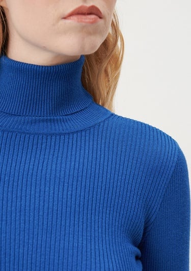  Mavi Boğazlı Lacivert Kazak Fitted / Vücuda Oturan Kesim 1710143-70901