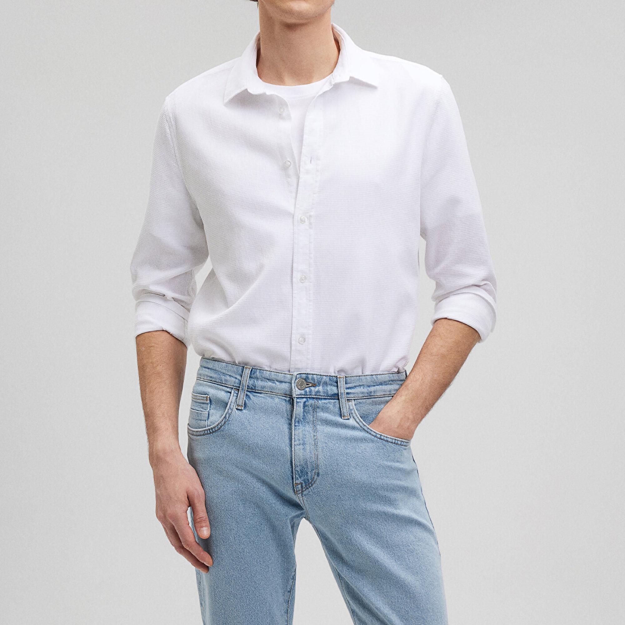 Mavi Beyaz Gömlek Slim Fit / Dar Kesim 8810217-620