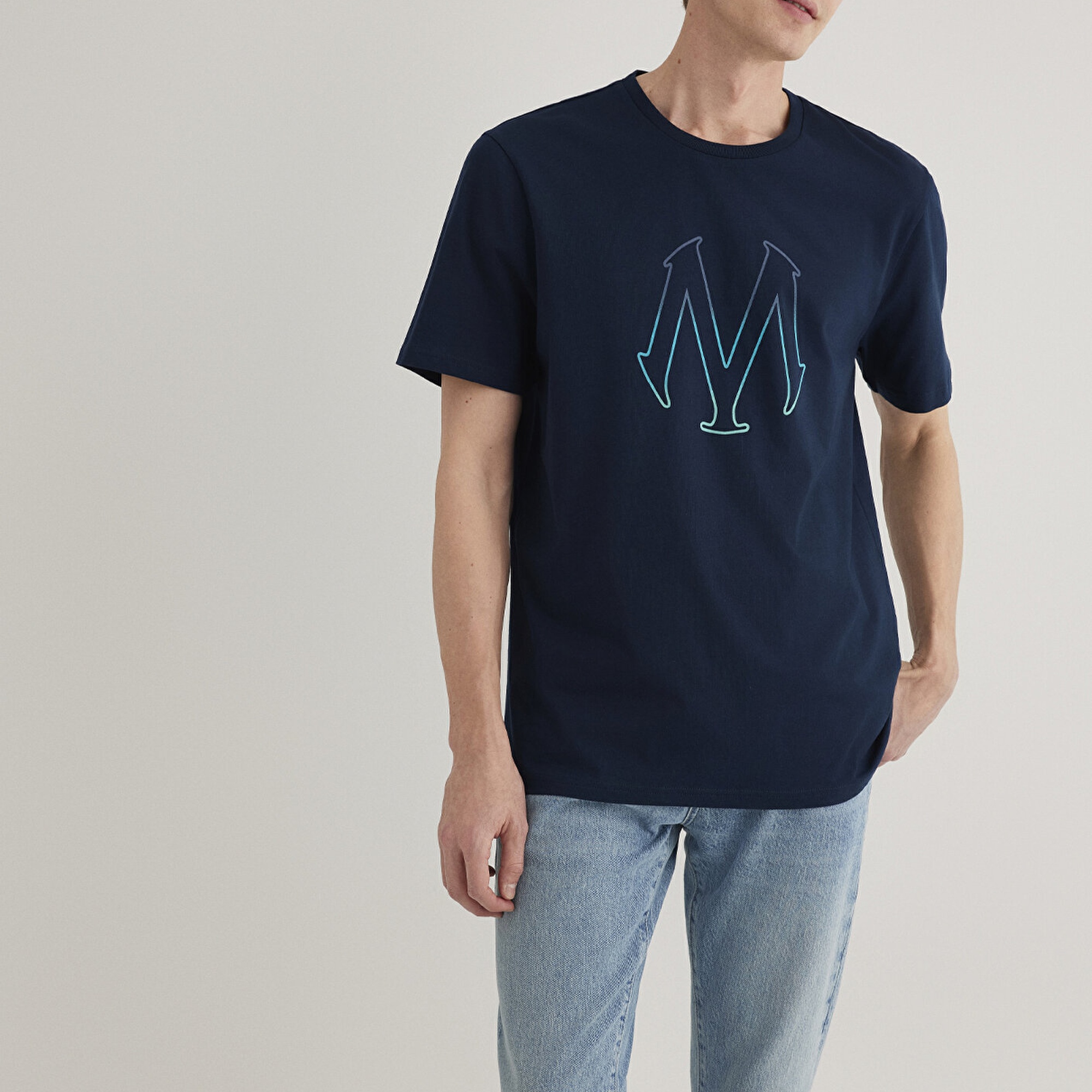 Mavi Mavi Logo Baskılı Lacivert Tişört Regular Fit / Normal Kesim 0610635-70490