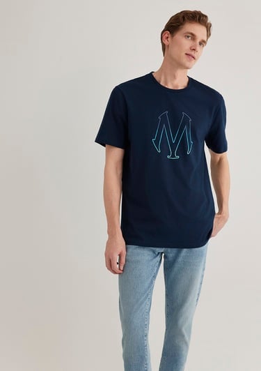  Mavi Mavi Logo Baskılı Lacivert Tişört Regular Fit / Normal Kesim 0610635-70490