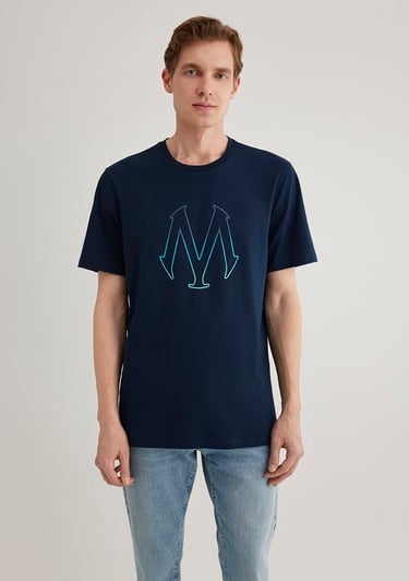  Mavi Mavi Logo Baskılı Lacivert Tişört Regular Fit / Normal Kesim 0610635-70490