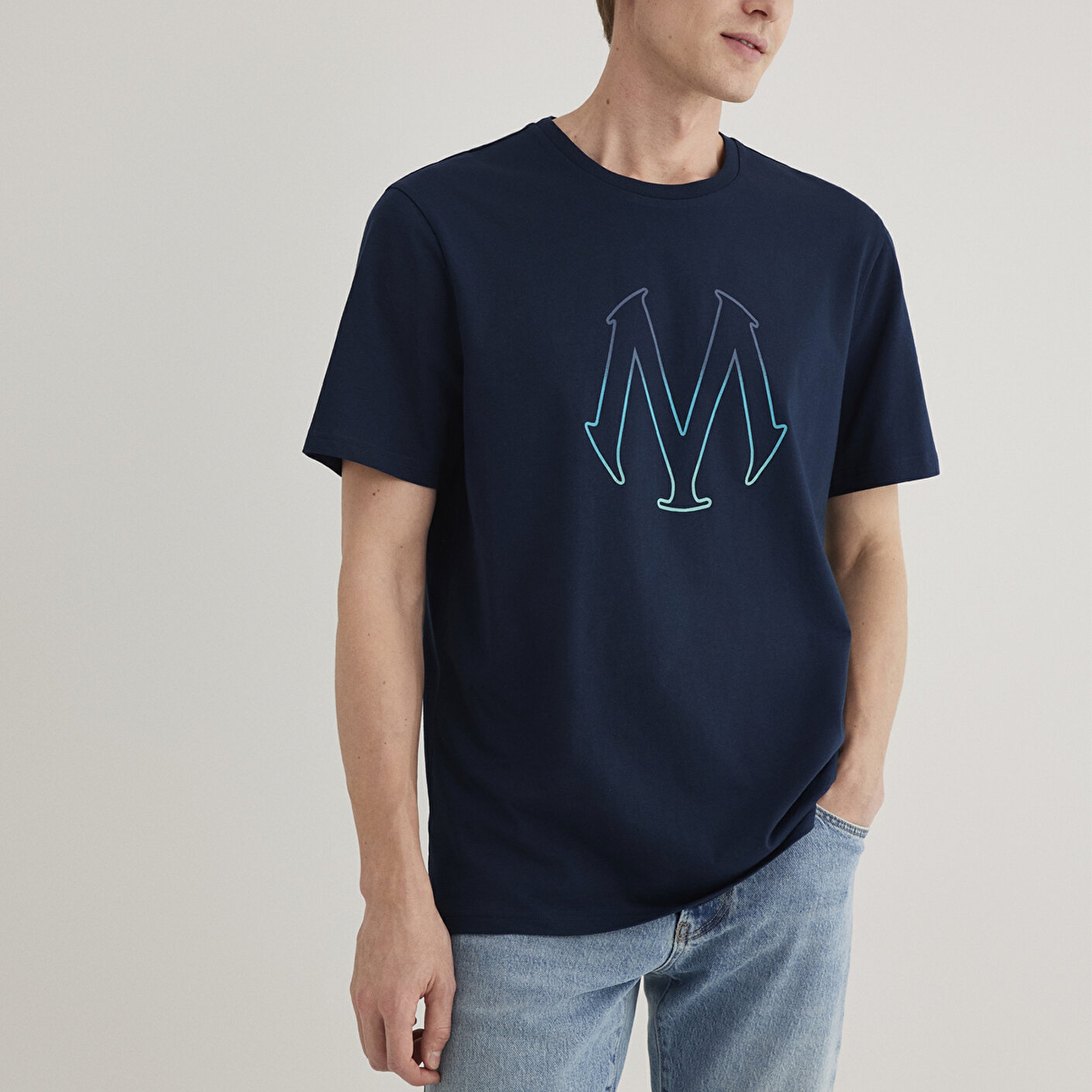 Mavi Mavi Logo Baskılı Lacivert Tişört Regular Fit / Normal Kesim 0610635-70490