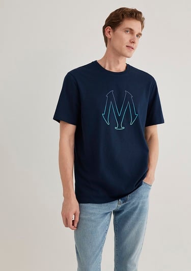  Mavi Mavi Logo Baskılı Lacivert Tişört Regular Fit / Normal Kesim 0610635-70490