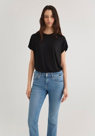  Mavi Düşük Omuz Siyah Basic Tişört Regular Fit / Normal Kesim 1611649-900