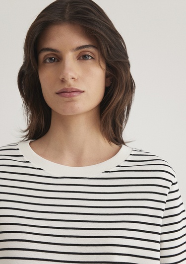  Mavi Siyah Çizgili Tişört Regular Fit / Normal Kesim 1611653-85143