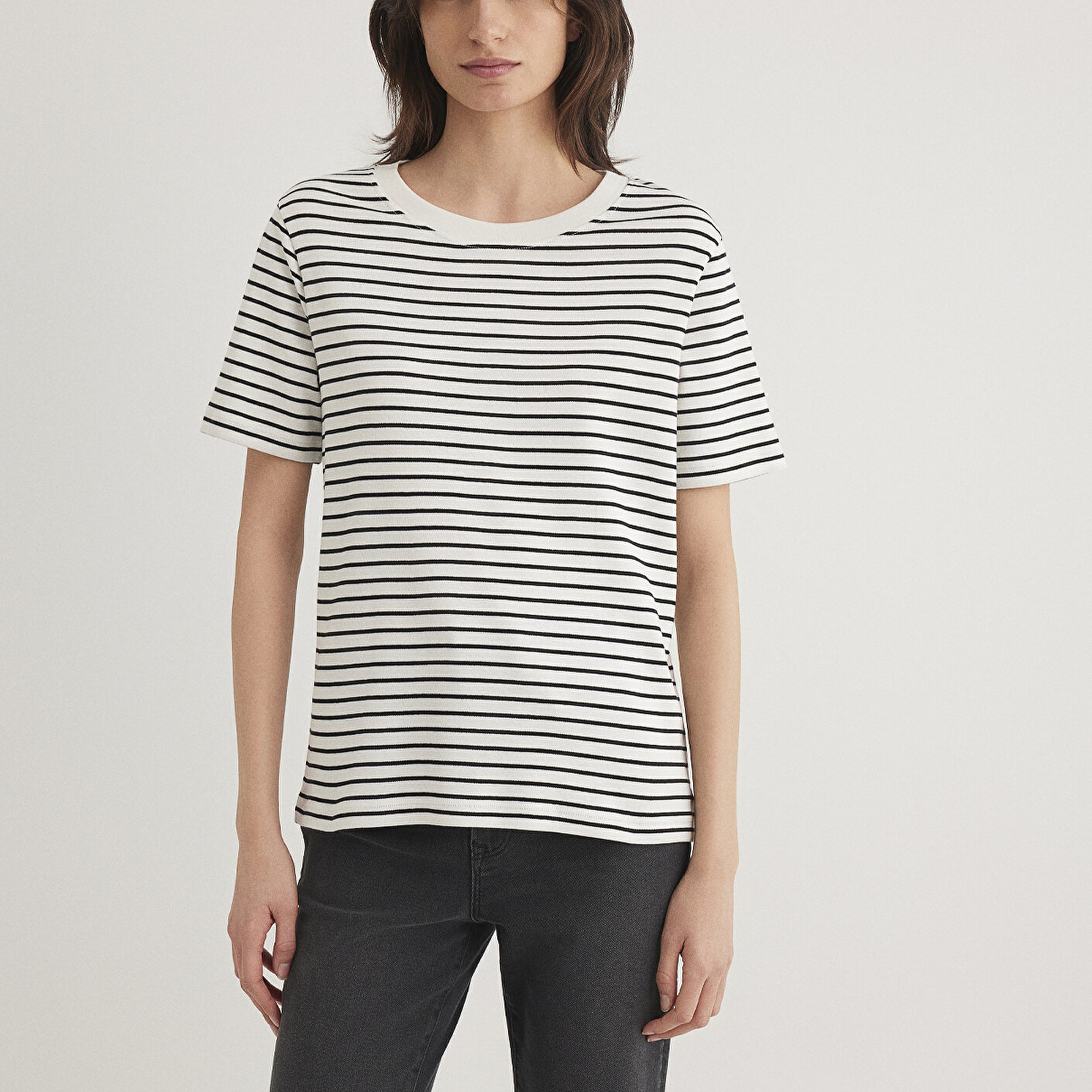 Mavi Siyah Çizgili Tişört Regular Fit / Normal Kesim 1611653-85143