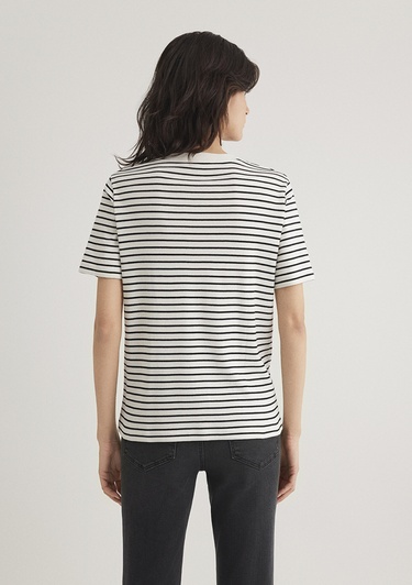  Mavi Siyah Çizgili Tişört Regular Fit / Normal Kesim 1611653-85143