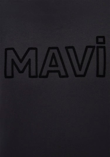  Mavi Mavi Logo Baskılı Kapüşonlu Siyah Sweatshirt 0610941-900