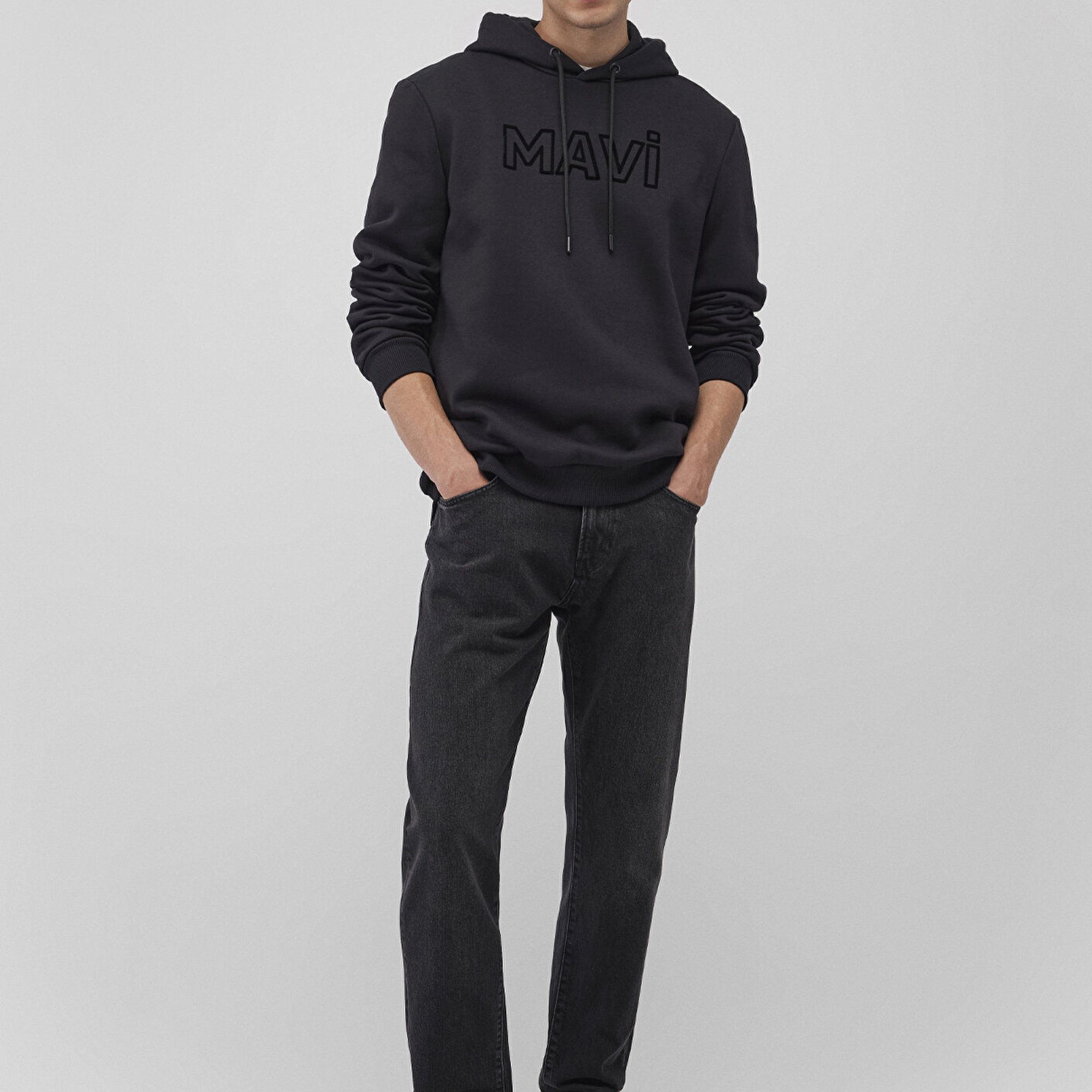 Mavi Mavi Logo Baskılı Kapüşonlu Siyah Sweatshirt 0610941-900