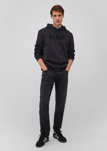  Mavi Mavi Logo Baskılı Kapüşonlu Siyah Sweatshirt 0610941-900