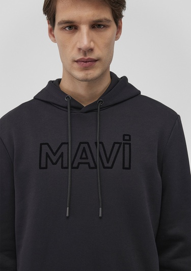  Mavi Mavi Logo Baskılı Kapüşonlu Siyah Sweatshirt 0610941-900