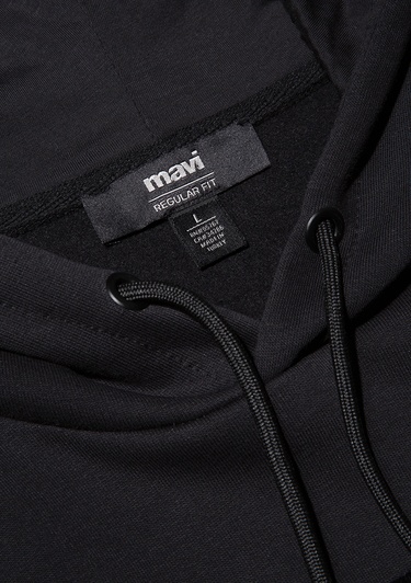  Mavi Mavi Logo Baskılı Kapüşonlu Siyah Sweatshirt 0610941-900