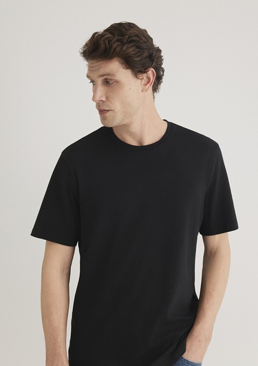  Mavi Siyah Basic Tişört Regular Fit / Normal Kesim 0611108-900