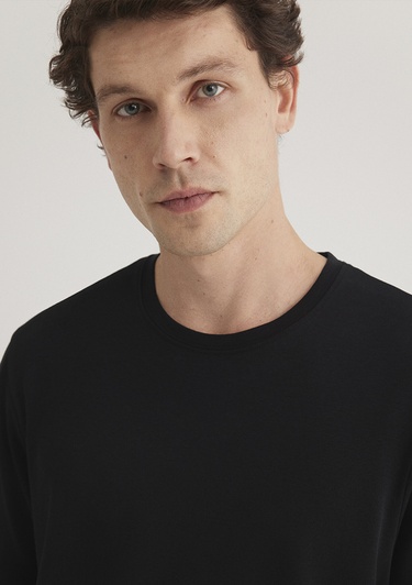  Mavi Siyah Basic Tişört Regular Fit / Normal Kesim 0611108-900