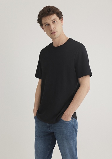  Mavi Siyah Basic Tişört Regular Fit / Normal Kesim 0611108-900