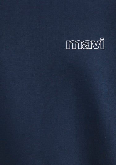 Mavi Mavi Logo Baskılı Lacivert Sweatshirt 1611656-82454