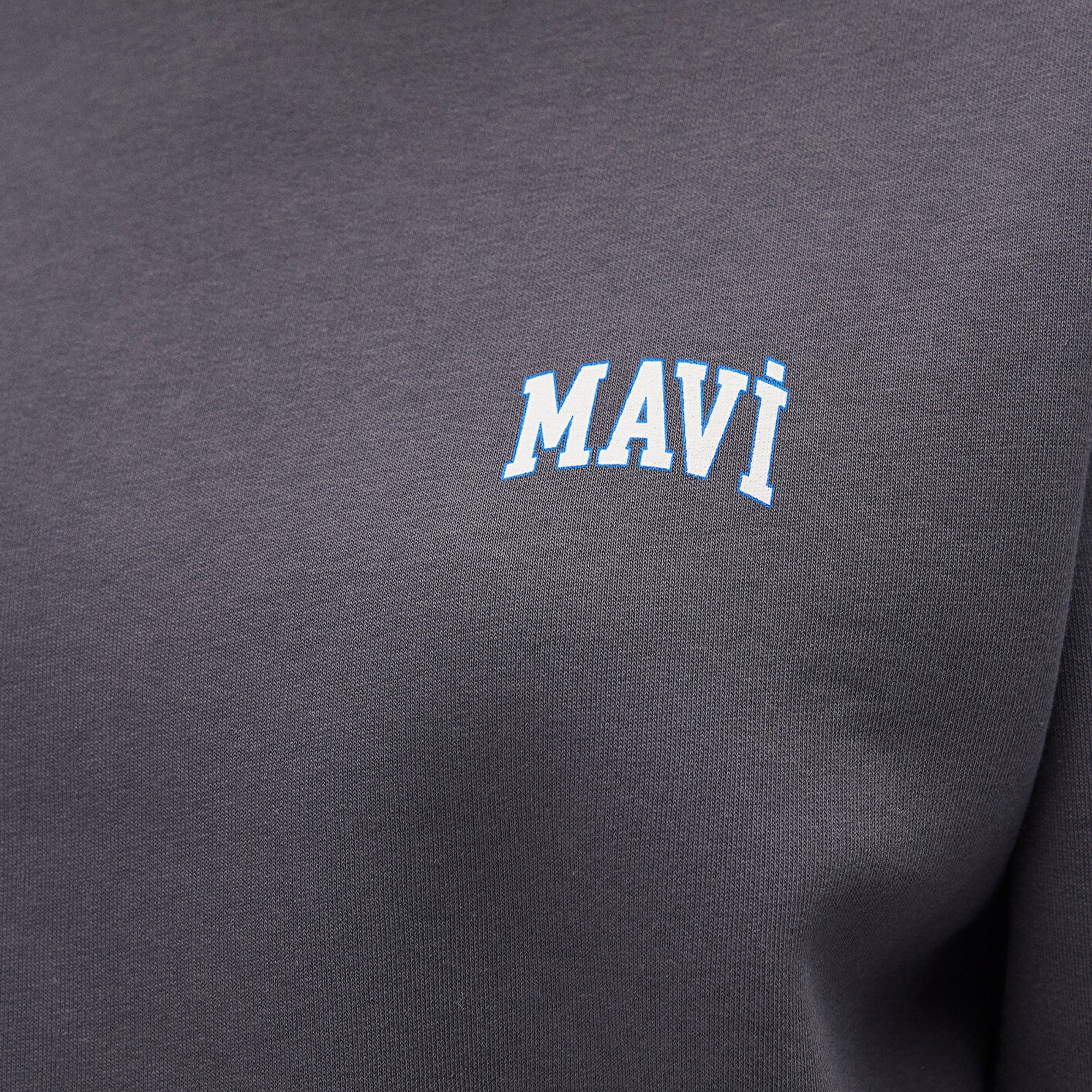 Mavi Mavi Logo Baskılı Antrasit Crop Sweatshirt 1611601-70763
