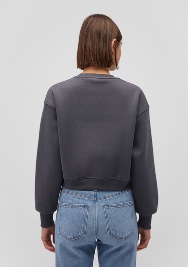  Mavi Mavi Logo Baskılı Antrasit Crop Sweatshirt 1611601-70763