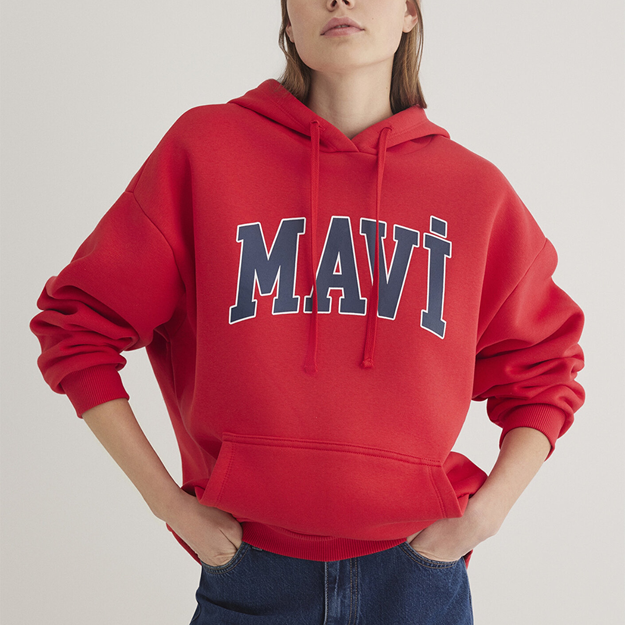 Mavi Mavi Logo Baskılı Kapüşonlu Kırmızı Sweatshirt 1600361-82054