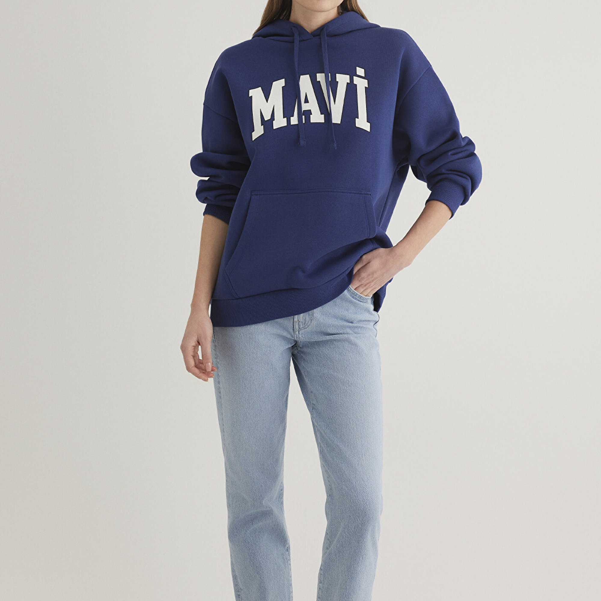 Mavi Mavi Logo Baskılı Kapüşonlu Lacivert Sweatshirt 1600361-70722