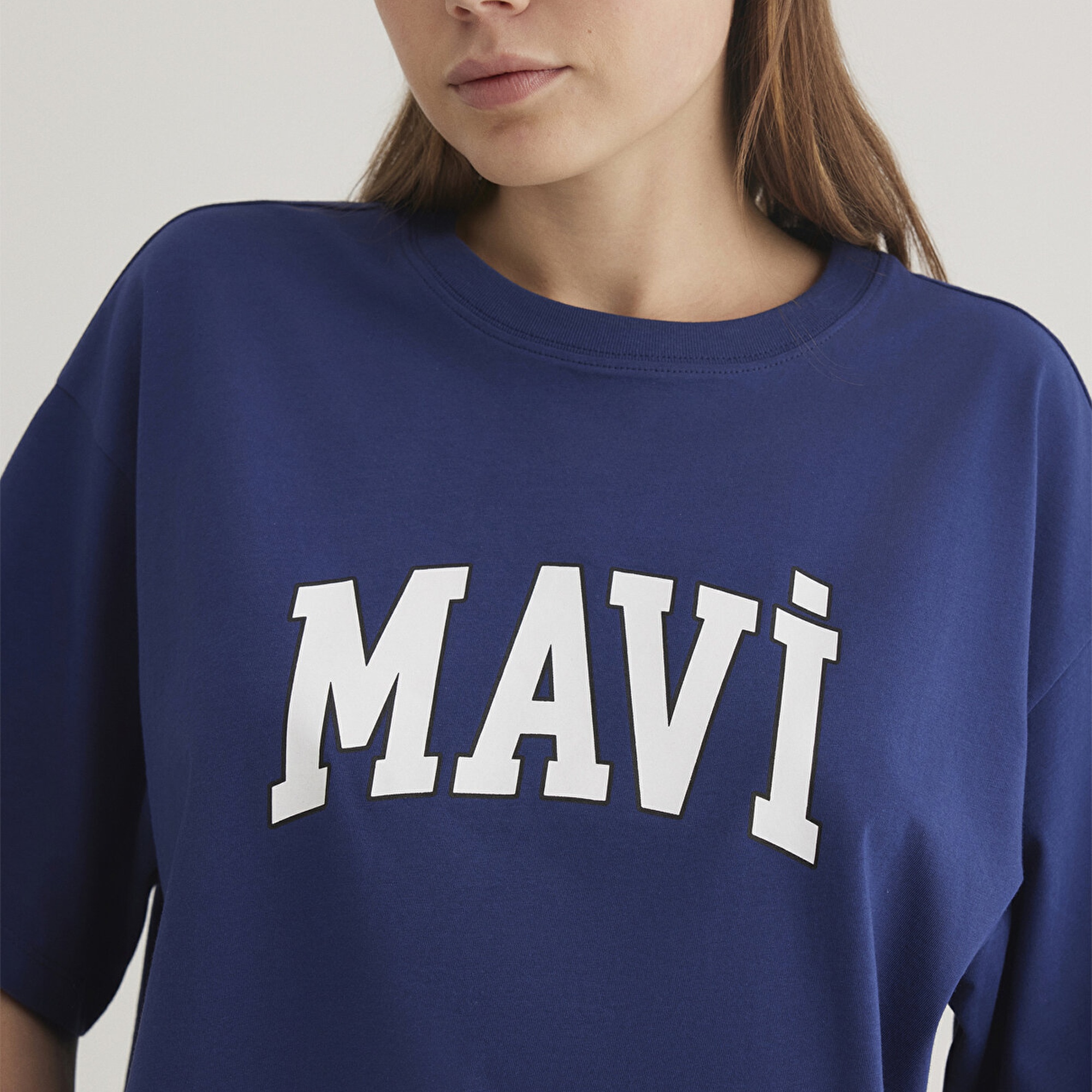 Mavi Mavi Logo Baskılı Lacivert Tişört Oversize / Geniş Kesim 1600843-70722