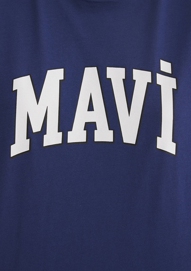  Mavi Mavi Logo Baskılı Lacivert Tişört Oversize / Geniş Kesim 1600843-70722