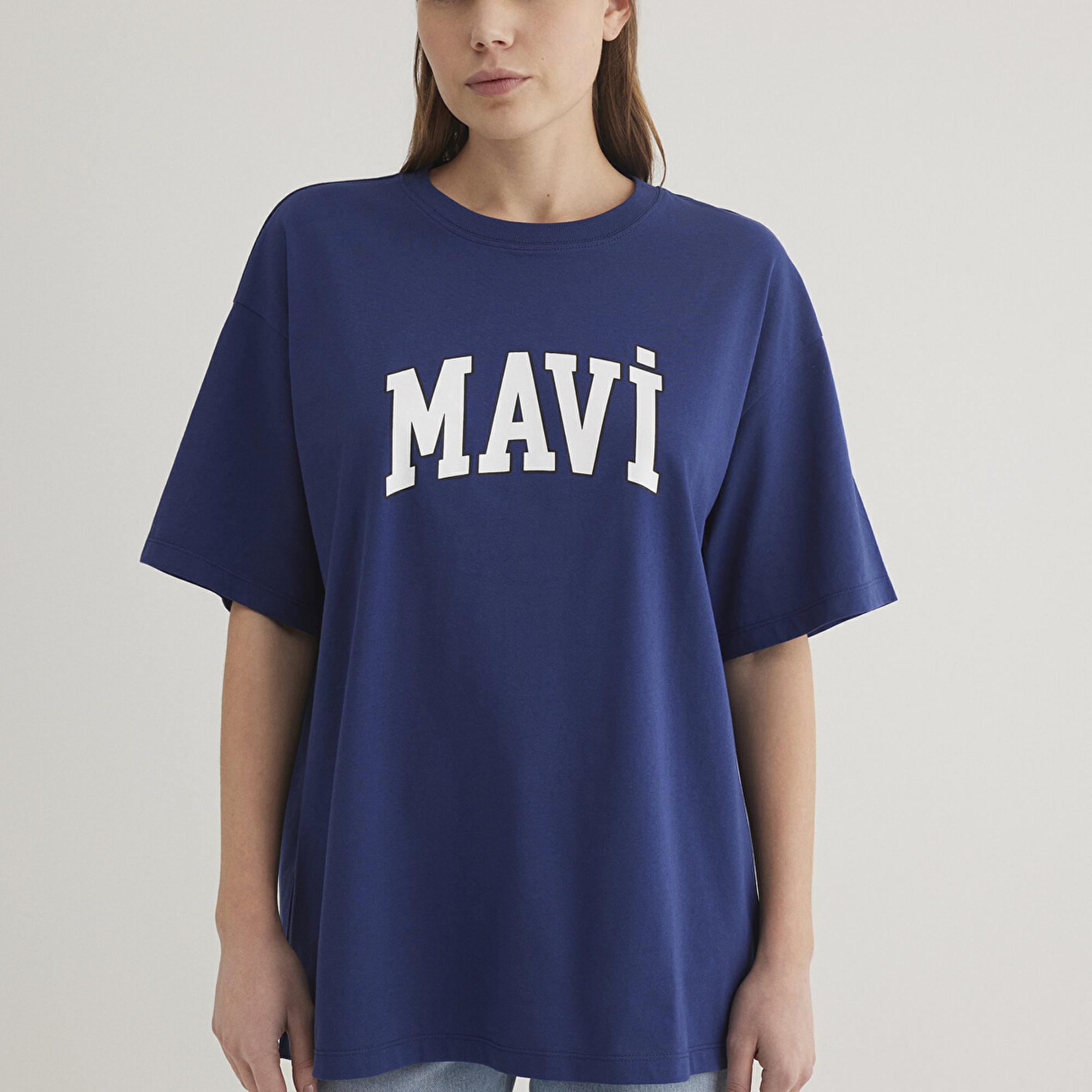 Mavi Mavi Logo Baskılı Lacivert Tişört Oversize / Geniş Kesim 1600843-70722