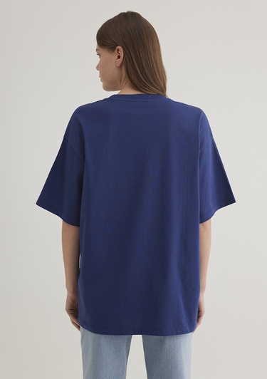  Mavi Mavi Logo Baskılı Lacivert Tişört Oversize / Geniş Kesim 1600843-70722