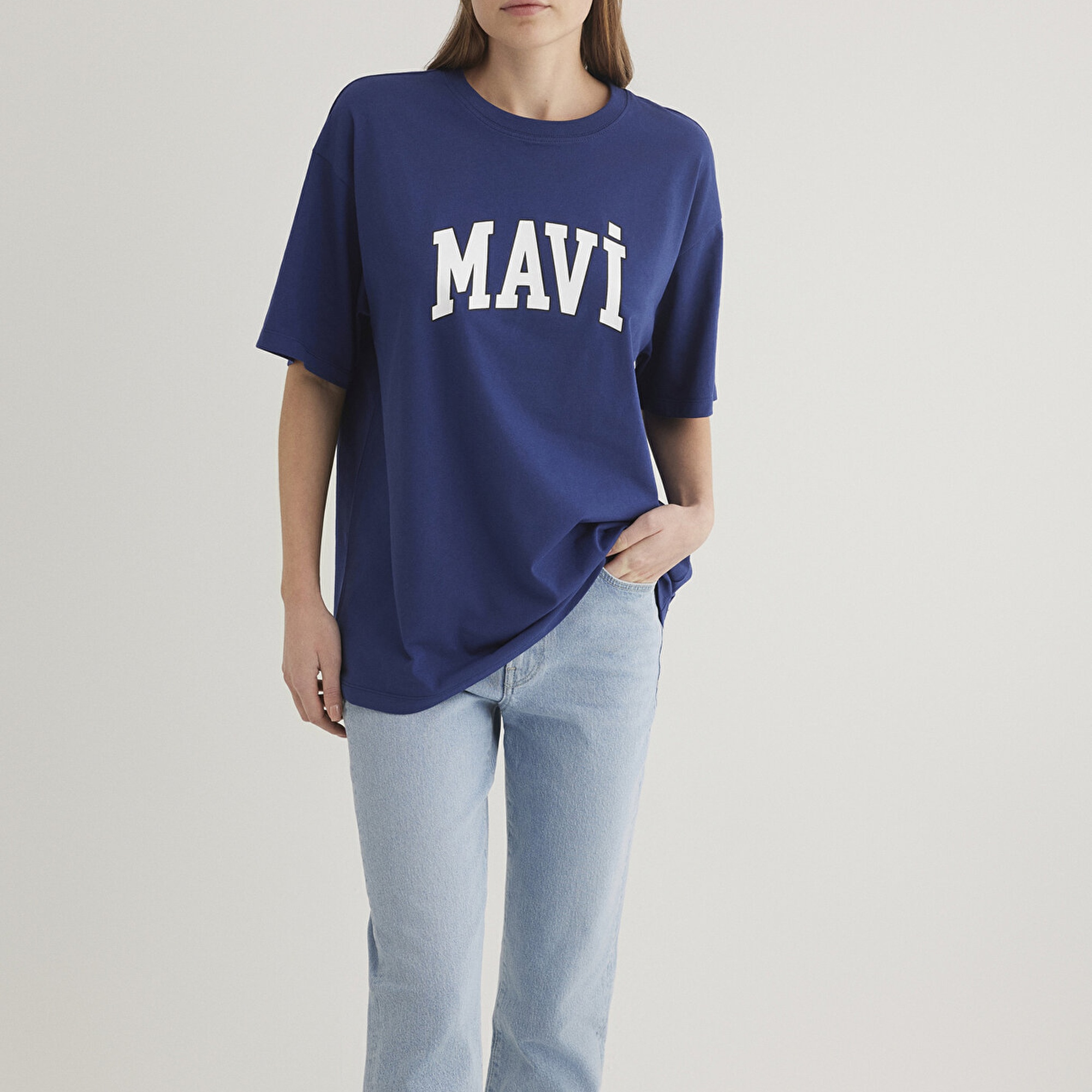 Mavi Mavi Logo Baskılı Lacivert Tişört Oversize / Geniş Kesim 1600843-70722