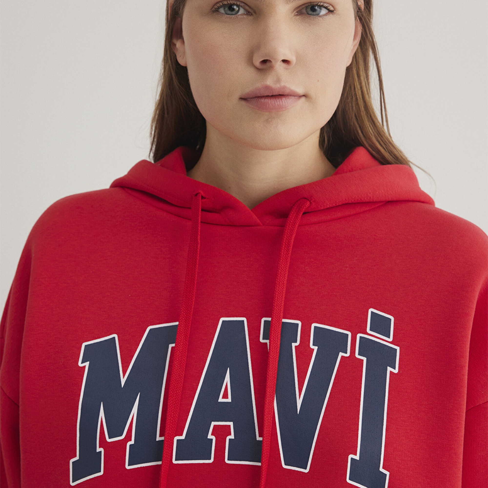 Mavi Mavi Logo Baskılı Kapüşonlu Kırmızı Sweatshirt 1600361-82054
