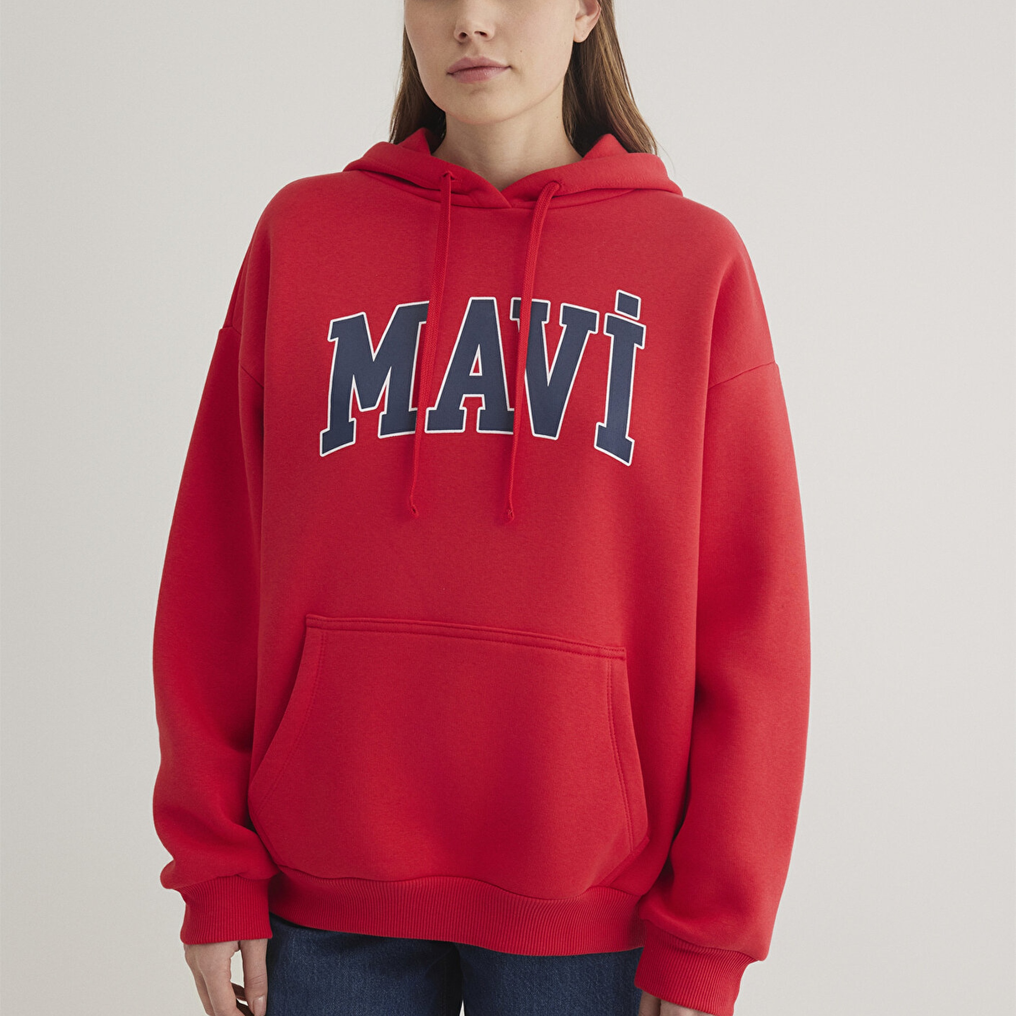 Mavi Mavi Logo Baskılı Kapüşonlu Kırmızı Sweatshirt 1600361-82054