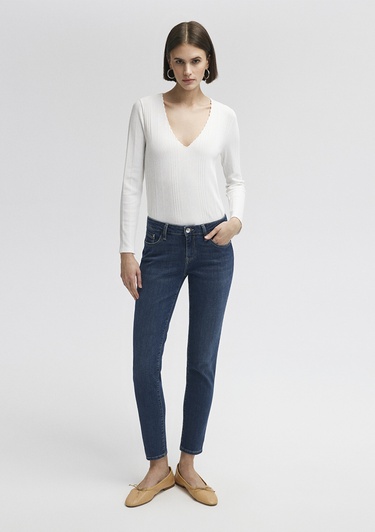  Mavi Ada Casual Vintage Koyu Mavi Jean Pantolon 1020535596