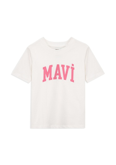  Mavi Mavi Logo Baskılı Beyaz Tişört Regular Fit / Normal Kesim 7610109-70057