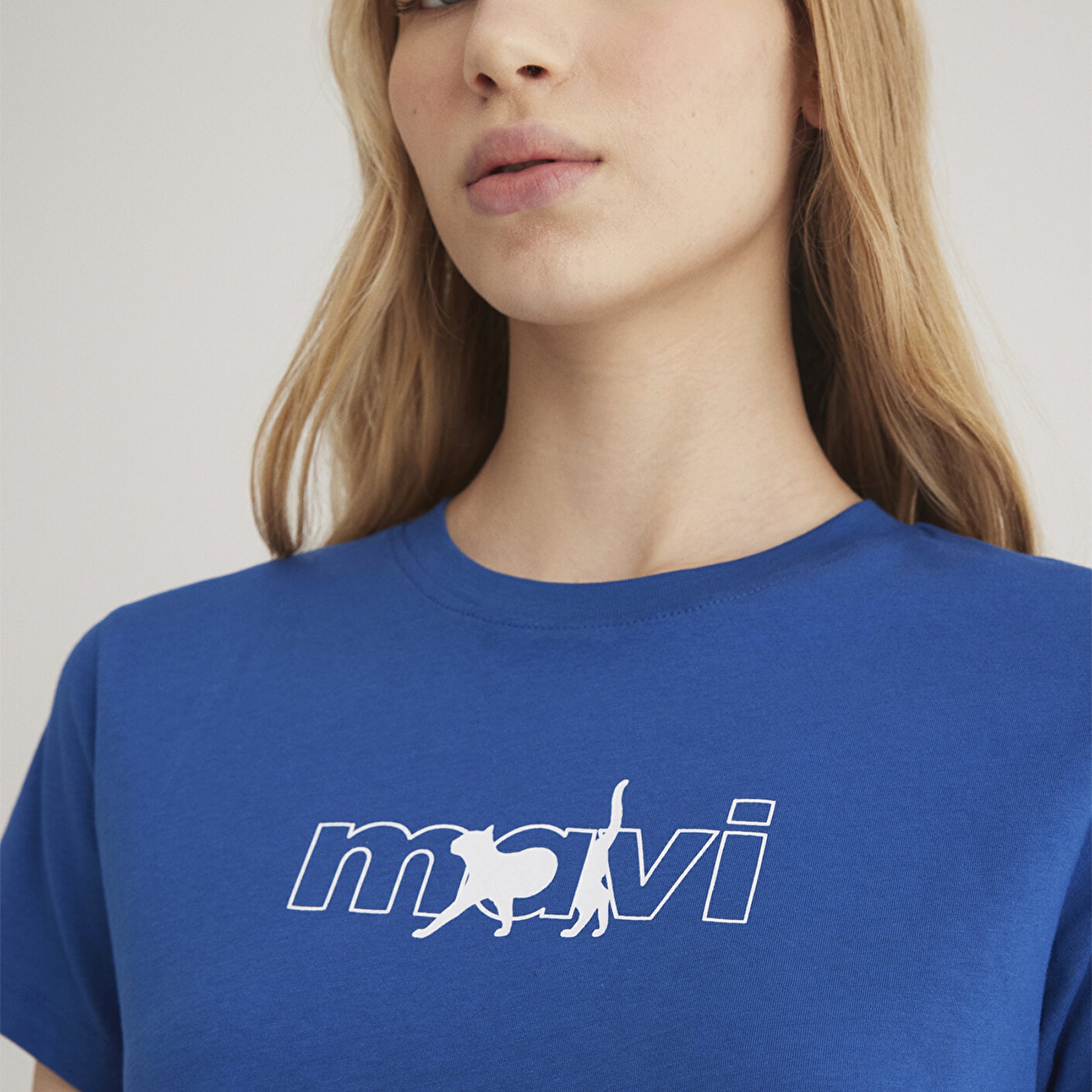 Mavi Mavi Kedi Logo Baskılı Mavi Tişört Regular Fit / Normal Kesim 1611478-32213