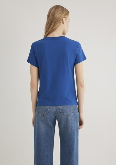  Mavi Mavi Kedi Logo Baskılı Mavi Tişört Regular Fit / Normal Kesim 1611478-32213