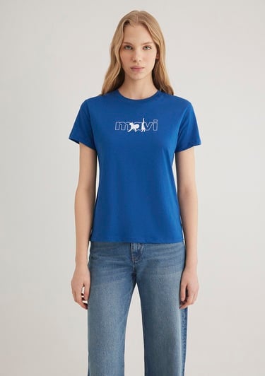 Mavi Mavi Kedi Logo Baskılı Mavi Tişört Regular Fit / Normal Kesim 1611478-32213