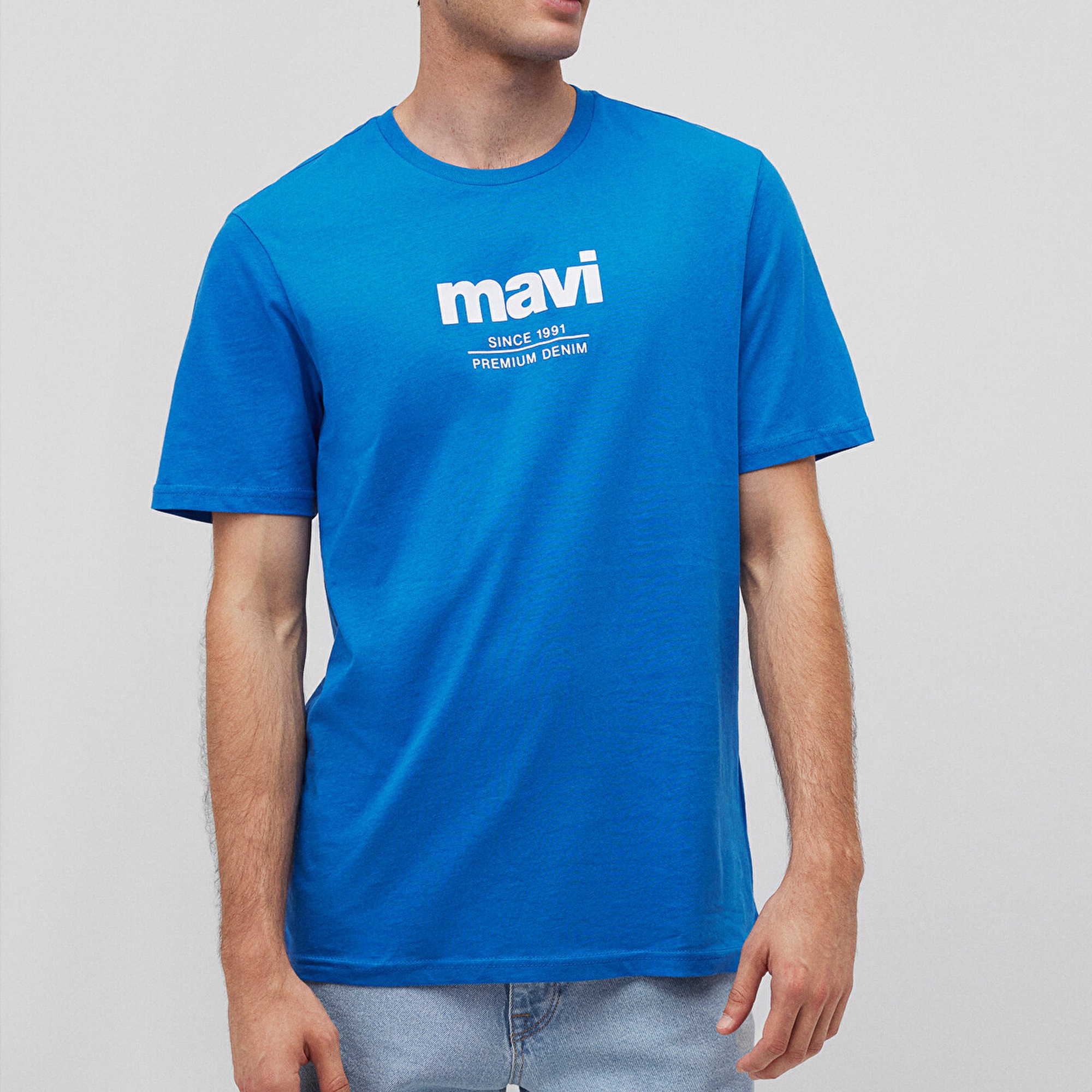 Mavi Mavi Logo Baskılı Mavi Tişört Regular Fit / Normal Kesim 066849-70913