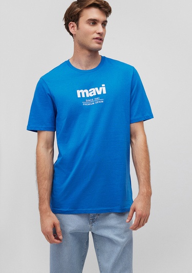  Mavi Mavi Logo Baskılı Mavi Tişört Regular Fit / Normal Kesim 066849-70913