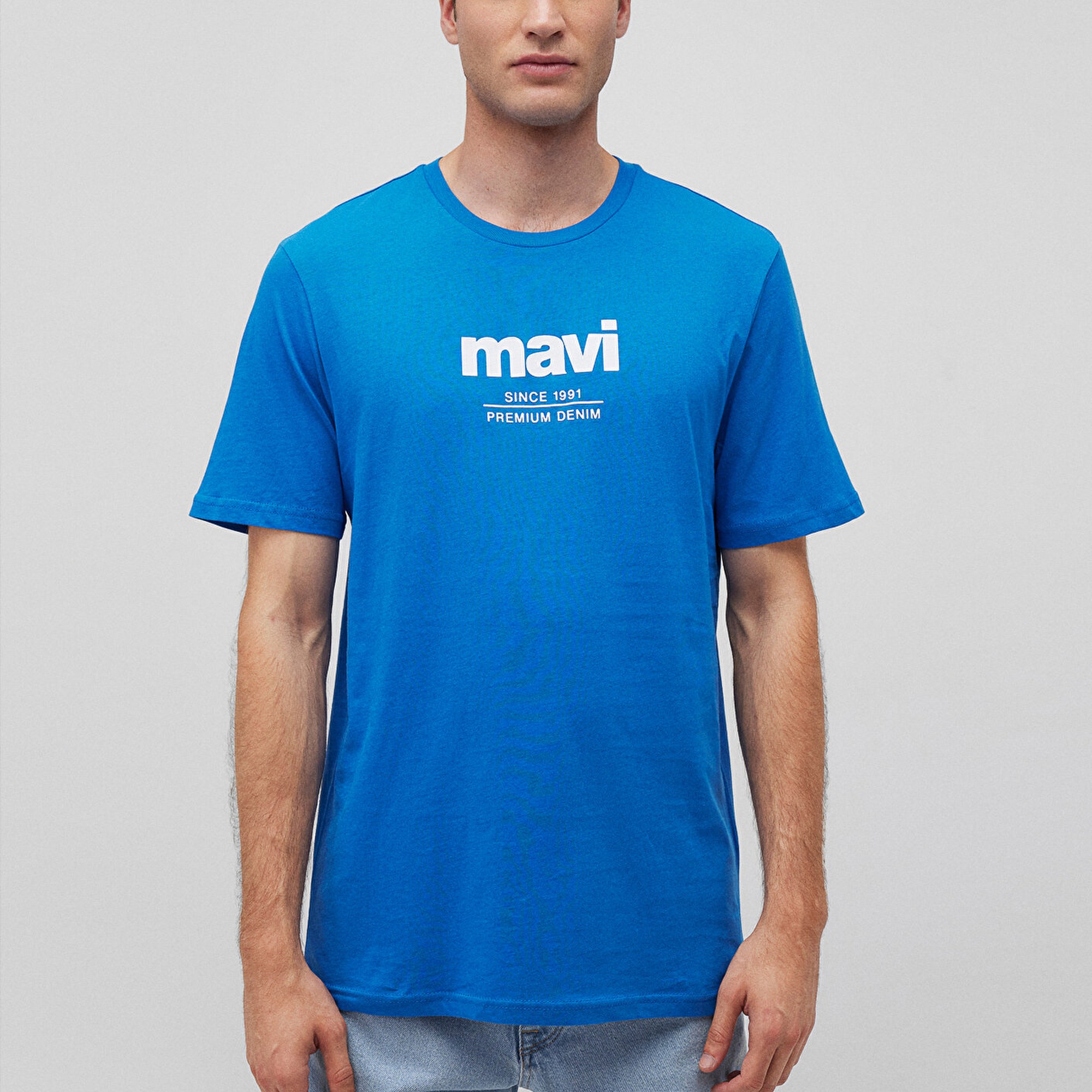 Mavi Mavi Logo Baskılı Mavi Tişört Regular Fit / Normal Kesim 066849-70913