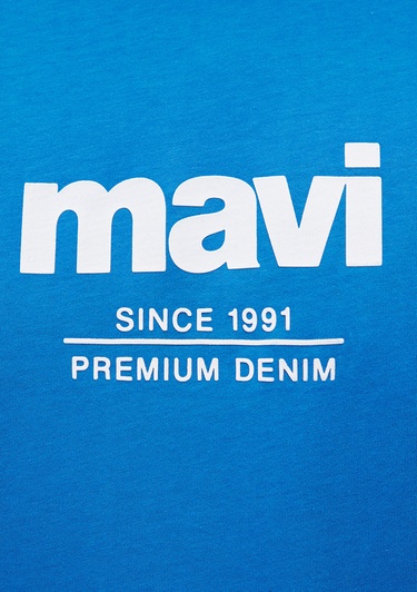  Mavi Mavi Logo Baskılı Mavi Tişört Regular Fit / Normal Kesim 066849-70913
