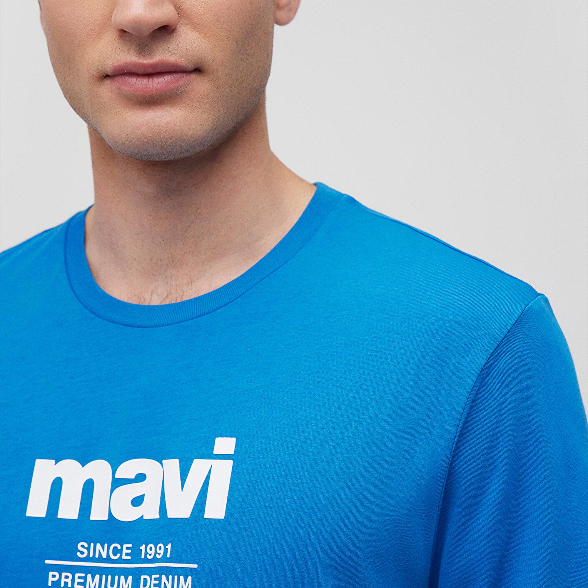 Mavi Mavi Logo Baskılı Mavi Tişört Regular Fit / Normal Kesim 066849-70913